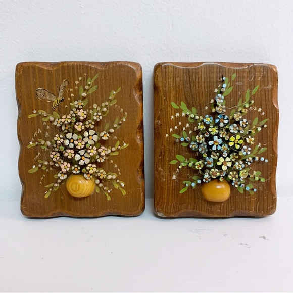 Vintage Nails Flower Floral Wood Tapping Art Decor Set - Picture 1 of 6